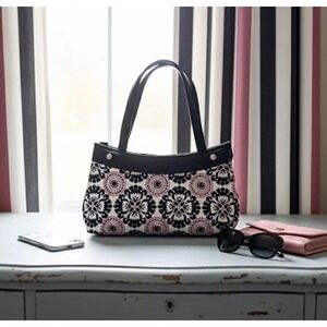 Thirty-One Medallion Print Shoulder Purse Black White Pink Small Handbag
